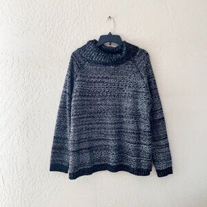 Hampshire Cozy Black and Silver‎ Metallic Knit  Cowl Neck Sweater